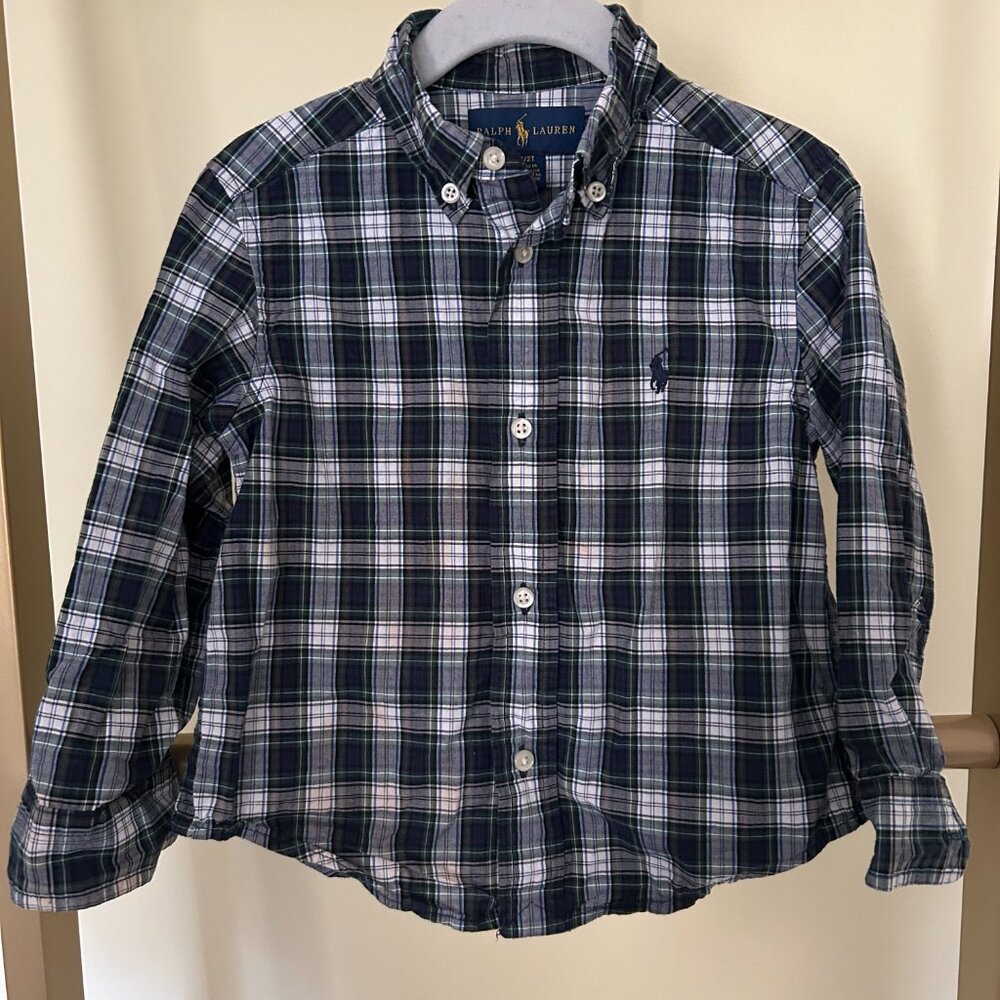 Boy's Ralph Lauren Classic Tartan Button Down, Size 2/2T
